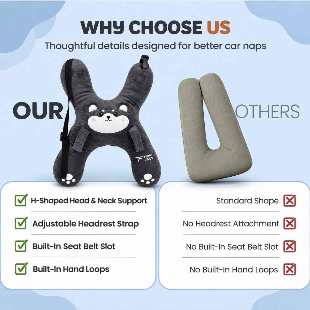 Kids Car Sleep Pillow with Head Support